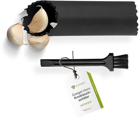 Gadget-Hero Silikon Knoblauchschäler – Spülmaschinenfest, robust & leicht zu reinigen – Effizienter Knoblauchschäler für schnelle Knoblauchverarbeitung (Schäler Schwarz)
