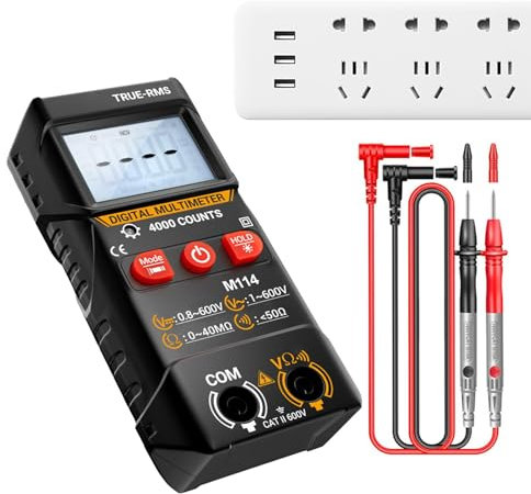 Multimètre numérique, testeur de multimètre numérique - Multimètre numérique automatique 4000 points, haute précision - Testeur de tension multimètre intelligent, affichage numérique rétroéclairé, mai