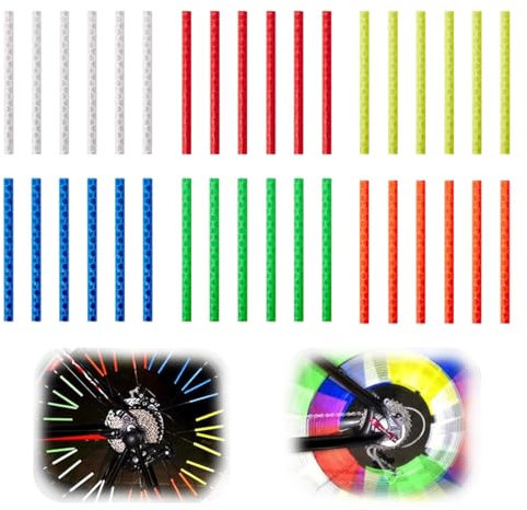 MOLZINY 36 Pièces Rayons de vélo colorés réflecteurs de Rayons réfléchissants à 360 ° réflecteur vélofaciles à Installer et réutilisables Accessoires Pour les vélos