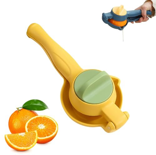 Presse Agrumes Manuel, Presse Citron à Levier Résistant Presse Citron avec Bouton Poussoir Presse Fruit PP Extracteur de Jus Manuel pour Cuisine, Bar, Restaurant (Jaune)