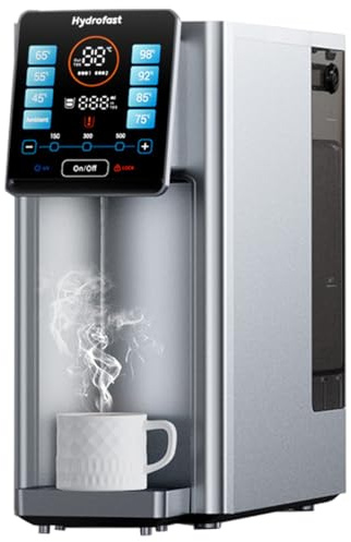 Hydrofast Impianto di osmosi con acqua calda, acqua potabile ad osmosi inversa con filtrazione a 6 stadi, monitor TDS in tempo reale, 8 temperature 4 livelli di quantità d'acqua