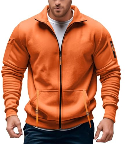 Sweat-Shirt zippé sans Capuche Homme léger Veste Polaire Sport décontracté Streetwear Running Gym entraînement vêtement extérieur Confortable Respirant