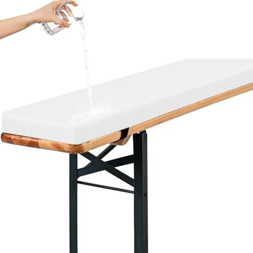 Genérico Cojines Acolchados para Banco de Cerveza, Cojín Antideslizante Impermeable 220x25, 180x23, 200x30 con Hebilla para Muebles de Exterior, Resistentes A La Intemperie,Blanca,110x40x3cm