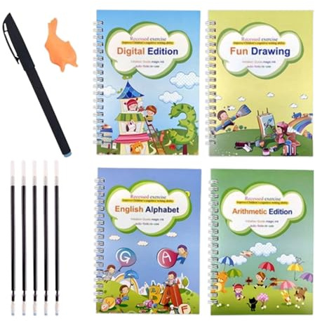 Livre Magique d'Écriture pour | Cahiers d'apprentissage | Livres avec Lettres en relief pour Pratique d'Écriture - pour Débutants Maternelle Maison École Voyage Fin de semaine