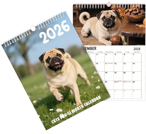 Väggkalender, konstnärlig hundtema schema, organisatör, väggkalender för 2026, lätt att använda, planeringsverktyg, organisationstillbehör för familj barn lärare skola klassrum kontor hem kylskåp