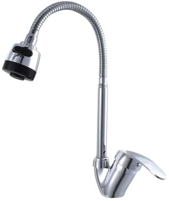 Helilyco Rubinetto miscelatore da cucina cromato a leva singola, struttura in lega di zinco, controllo dell'acqua calda e fredda, facile installazione, finitura antigraffio