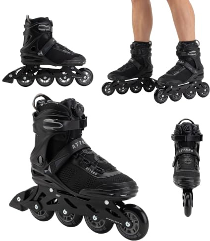 ATTABO OneFoot Fitgo Men's Inline Skates - ABEC-7 Bearings, Aluminium Rail, Fitgo System, Brake - Fitness & Leisure (45)