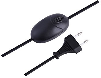 Electraline 70117 Interruttore Varialuce Dimmer con Cavo da 1.5 Metri, Max 160W, Small, Bianco, Nero