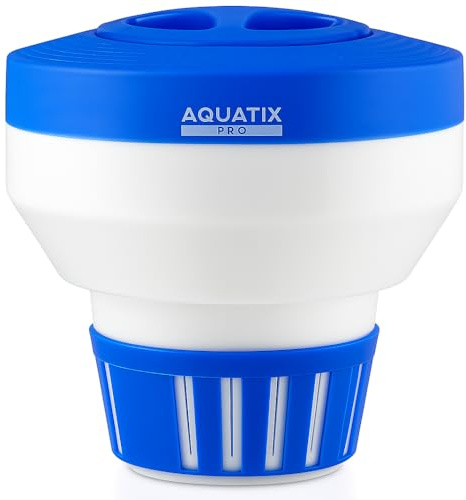 Aquatix Pro Pool Chlorine Floater Dispenser for 1 to 3 inch Tablets, Large Durable Floating Dispenser for Spa, Hot Tub, In-ground & Above Ground Small & Large Pools, Adjustable Flow Rate, Collapsible