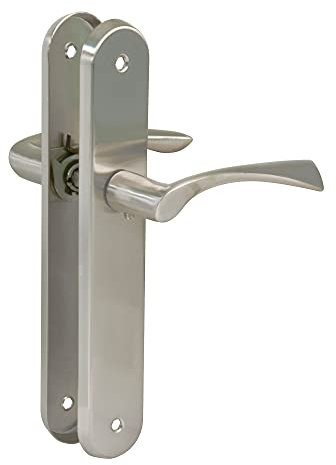 Amig - Set di 2 Maniglie per Porte Interne | Design Moderno ed Elegante | Facile Installazione | Piastra 237x40mm, Manovella 120mm | Finitura Cromo Opaco, Argento, Lega di Acciaio