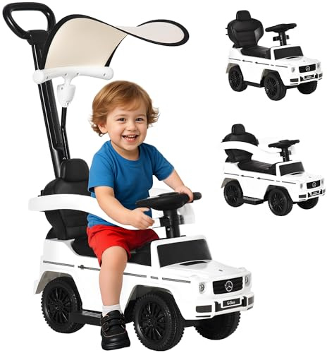 HOMCOM 3 in 1 Kids Children Ride on Push Car Toddler Sliding Car G350 Licensed Walker Foot to Floor Slider Push-Along with Horn Steering Wheel NO POWER Manual, White