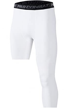LUOSFUH Homme One Leg 3/4 Compression Collants Pantalon Athletic Basketball Base Layer sous-Vêtements（2）, M