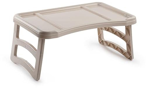 Virsus Vassoio Pieghevole da letto Surt 211A, dimensioni 50x32x22 cm, gambe richiudibili, vassoio pieghevoli salvaspazio per colazione a letto, per mangiare in montagna, mare, campeggio (Beige) - C