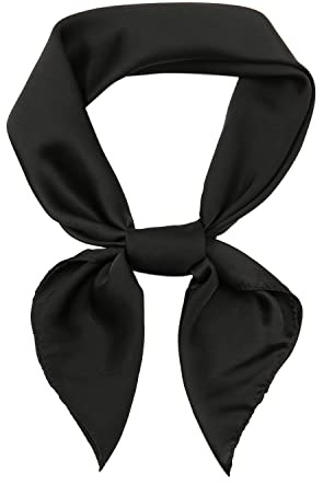 RIIQIICHY Pañuelos Cuello Mujer Fular Seda Bandana Foulard Negro 70 cm