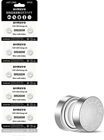 Avmzvo SR626SW Corresponds SR626SW Battery 377 AG4 Watch Battery 1.5 V Button Cell 10 Piece【3 Years Warranty】