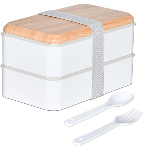TopEsct Lunchbox Bento Box für Erwachsene, Brotdosen mit Trennfächern, Brotdose mit Besteck, Frühstücksbox Meal Prep Boxen Brotzeitbox (1400ML)