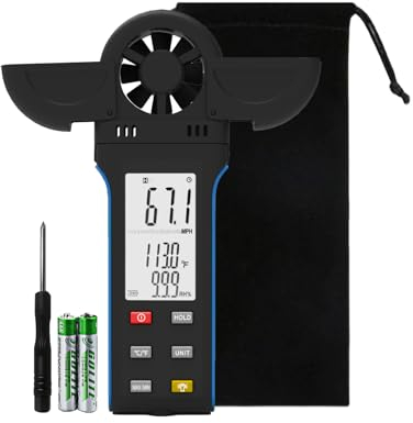 AIOMEST Digitaler Anemometer, AI-5000K Windmesser Handheld Windmesser Windmessgerät, ±2% Hoher Genauigkei Windsensor mit Temp (℃/℉), MAX/AVG für Schießen, Segeln, Surfen, Drohne