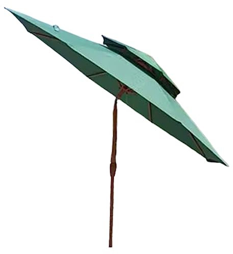 WYRMB Parasol de jardin à long manche, tête secouable, colonne en fer, avec base de réservoir, 9 pieds, 8 nervures, manivelle ouverte, base remplissable