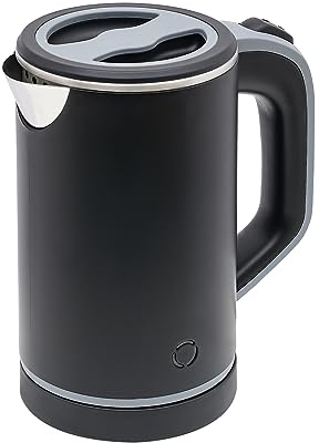 Wasserkocher Klein 800ML Reisewasserkocher Schwarz, Edelstahl-Wasserkocher mit geringer, 5 Minuten schnelles Kochen Camping Wasserkocher für Reisen, Büro, Tee oder Kaffee