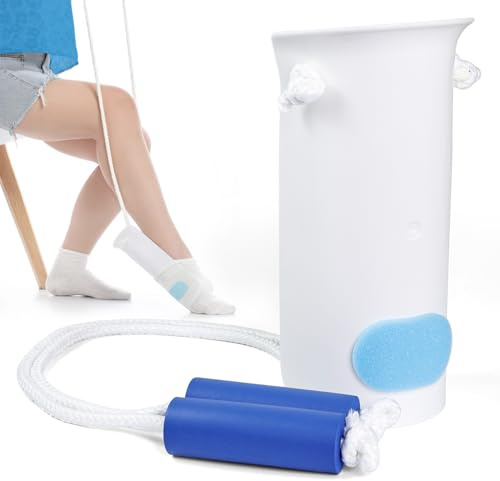 Feiyayi Aiuti per indossare e togliere i calzini per uomini e donne, aiuto per calze con manici in schiuma, aiutano a indossare calzini per anziani, disabili, incinte, diabetici (bianco)
