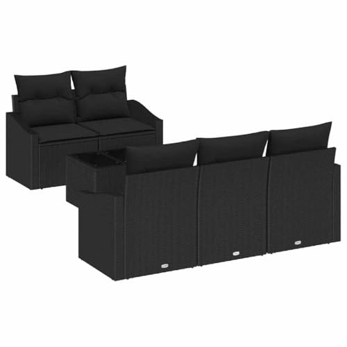 vidaXL Set Giardino 6 Pezzi con Cuscini in Rattan Sintetico Nero. Mobili da Esterno Eleganti per Il Patio e Il terrazzo. Gruppo di sedie modulari Perfetto per la Tua casa all'aperto.