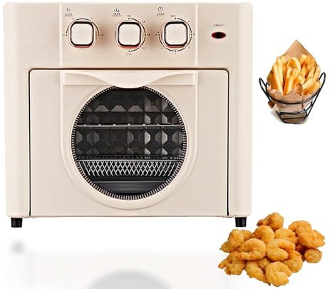 WHIPIN Friggitrice ad Aria, Forno Elettrico Domestico, capacità di 18 Litri con Maniglia antiscottatura Estraibile, Finestra visibile, finestre di Ventilazione intensiva per casa e Feste(Beige)