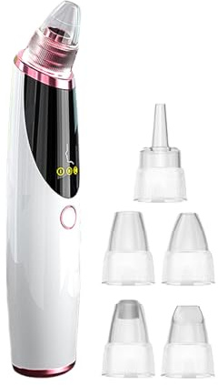 Face Vacuum Pore Cleanser, Electric Blackhead Removal Tool, 1.69x6.5 inches Pimple Cleaner with 5 Suction Heads, Deep Cleaning Extractor for Nose, Grease, Men Women, Skin Types