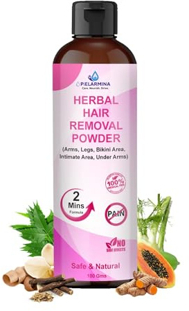 PÍELARMINA Hair Removal Powder | for Underarms, Bikini Area & Intimate Area | 2 Min Full Body Hair Removal for Men & Women