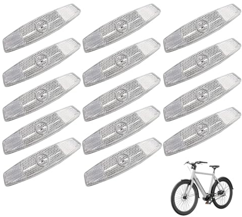 UIEXAY 14 Reflectores Para Radios De Bicicleta, Ojos De Gato, Para Bicicleta De Carretera, Mtb, Trekking Y Niños, Para Mejorar El Viaje Nocturno (Blanco)