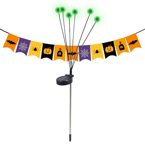 Solar Scary Eyeball Lights, Halloween Eyeball Decorations Lights, Waterproof Swaying Firefly Decor Lighting Decorations Path Lanterns for Yard Flowerbed Walkway Patio Parties