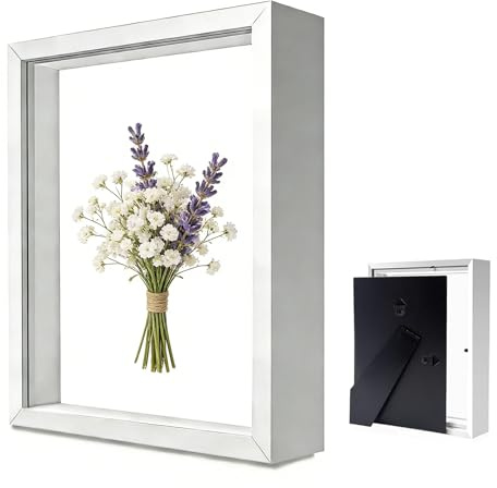 HXXWEUS bildram för fyllning, djup bildram för fyllning 10 x 15 cm, djup ram för vägg och skrivbord, objektram djup 3 cm, lämplig för tredimensionell väggdekoration, vit