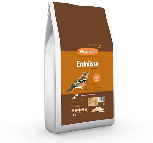 Welzhofer Erdnüsse gehackt 25kg Wildvogelfutter - Hochenergie Vogelfutter für Garten- & Wildvögel, mit extrem hohem Ölgehalt, 24% Eiweiß, 176 mg Magnesium. Rückstandsfrei & nährstoffreich