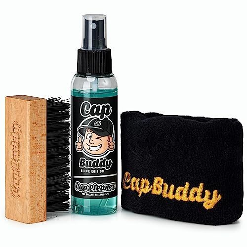 Cap Buddy Cap Cleaner Geschenk Set für Spülmaschine Kappen Reiniger zum Herren Damen Kinder Snapback Trucker Basecap waschen inklusive Spray Bürste und Tuch