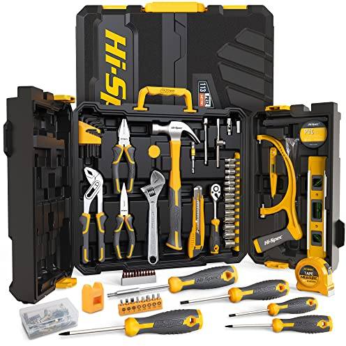 Hi-Spec Caja de Herramientas con 113 Piezas. Herramientas de Mano para Bricolaje, Mantenimiento, Mecánica, y Reparación Del Hogar, Oficina, y Automóvil. Con Maletin de Almacenamiento