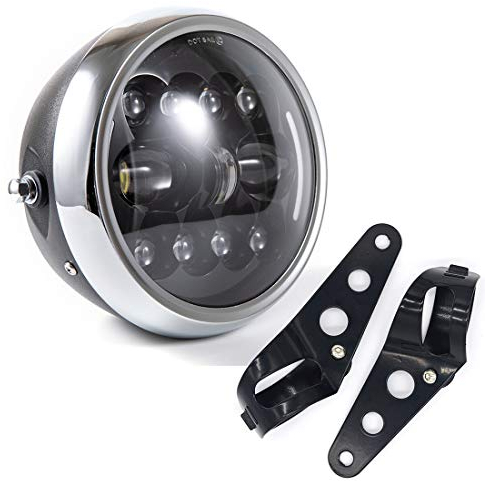 evomosa Motorrad scheinwerfer LED 7,5 Zoll Motorrad DRL Light Frontscheinwerfer mit Halterung (Farbe 2)