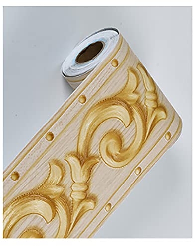 tooloflife Elegante friso de papel tapiz autoadhesivo con estampado floral amarillo - Borde decorativo extraíble de PVC