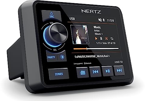 Hertz Marine HMR 50 nautisk mediemottagare med Sirius, Bluetooth APTX, USB 2.0, FM (RDS för EU)/AM PLL med Marine Weather Band