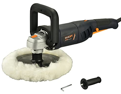 MAXXT Drehbarer Autopuffer Polierer Waxer, 6+1 Geschwindigkeit 600-3300RPM, 1100W, 180mm Teller, 2 abnehmbare Griffe Perfekt für Boot, Auto Polieren und Wachsen