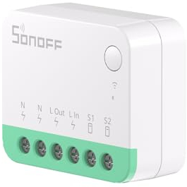 SONOFF(Matter) Mini Interruptor Inteligente Wifi, Interruptor WiFi Inteligente Bricolaje de 2 Vías,Control APP, control por voz，Soporte para Apple Home, Alexa y Google Home 10A 2400W MINIR4M