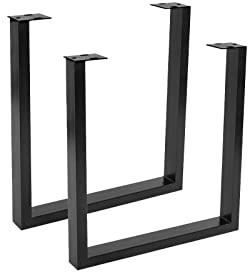 SAM Tischgestell in U-Form | 2er Set | Eisen schwarz lackiert | Kufengestell für Esstische, Schreibtische & Arbeitstische | Tischkufen für DIY-Projekte | Industrial-Design | Verstellbarer Bodenschutz