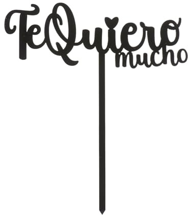 Dekora - Topper de Tarta Negro Te Quiero Mucho 12x15cm – Decoración Perfecta para Celebraciones Románticas, Cumpleaños, Aniversarios y Más – Diseño Elegante y Apto para Alimentos