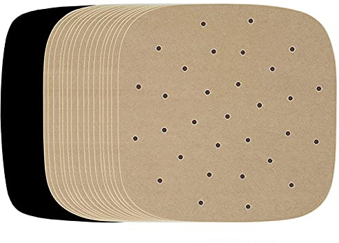TNOMSNO Carta Forno per Friggitrice ad Aria, 100 Pezzi, 23 x 23cm Senza BPA per Uso Alimentare Accessori Friggitrice ad Aria, Teglia per Friggitrice ad Aria, Carta da Forno per Friggitrice ad Aria