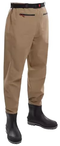 KPHYMOD Watstiefel Hüft-Wathose Für Fliegenfischen Für Herren, Leichte Khaki-Wathose Mit Hüftstiefeln Und Verstärkten Doppellagigen Knien(44 EU)