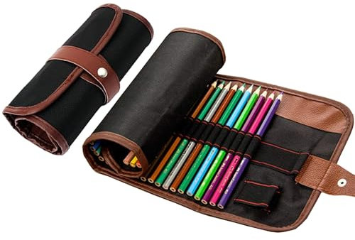 XDGBGFN 48/72 Slot Stifterolle Leer Stifterolle Farbstift Organizer Verpackungshalter Buntstifte Federmäppchen Aufrollbarer Pinseltasche für Künstler Büro (72 Löcher)