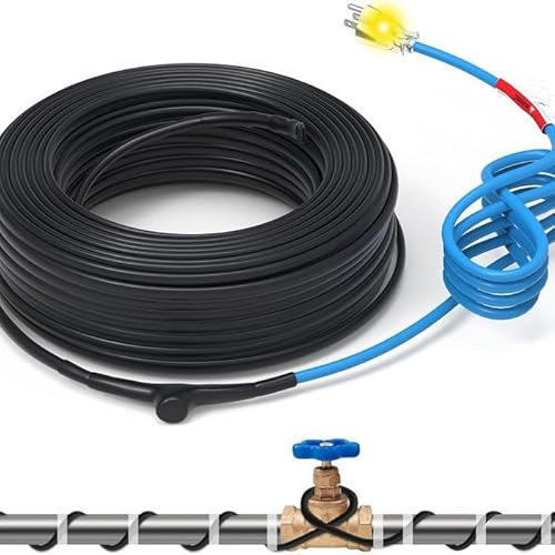 Cable Calefactor Antigelo, Cavo Scaldante con Termostato 25 W/M, Cavo Scaldante Autoregolante, Scaldatubi per Tracciare Tubi Dell'Acqua, Tubi Domestici in Metallo, Rubinetto, Pompa Dell'Acqua - 4M