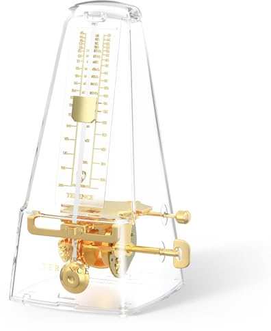 TERENCE Mechanical Metronome for Piano Guitar Violin Bass Drum and Other Musical Instruments Loud Sound,High Precision Track Beat and Tempo,Portable Metronome Gift Teaching for Beginners(Transparent)