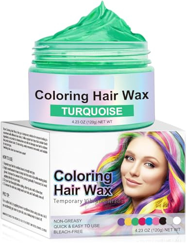 Cera para el cabello verde turquesa, color verde loco temporal, color turquesa lavable, tinte instantáneo, color natural para el cabello, tono de pelo para hombres, mujeres, fiestas