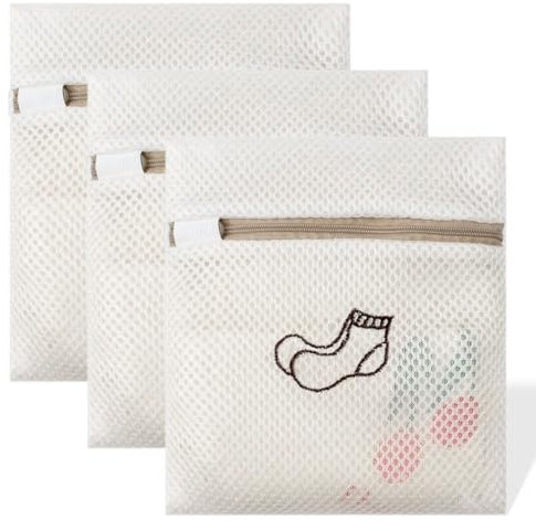 EUYKQNOI 3 Pcs Sacchetti per Biancheria Lavatrice, Sacchi Rete da Biancheria, Sacco Retina da Biancheria per Lavatrice con Chiusura, per Vestiti Delicati, Reggiseni, Calzini, Scarpe(18x20cm)