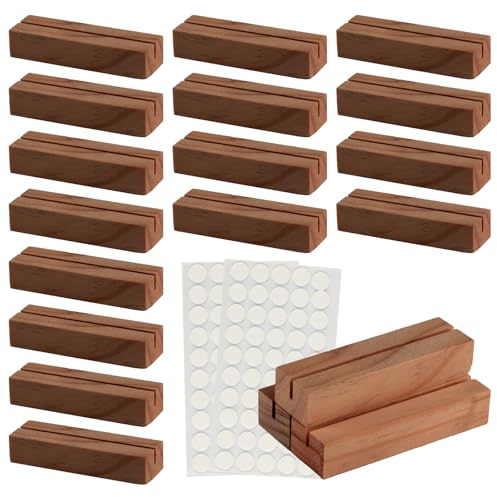 Kartenhalter Holz, Tischkartenhalter Fotohalter Holz, Postkartenständer, Postkartenhalter, Menükartenhalter, Tischaufsteller für Hochzeiten Geburtstag Partys, mit 2 Blätt Punktaufklebern (braun-16)