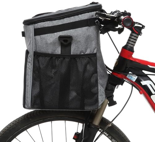 Bolsa de bicicleta para mascotas: transportador convertible para mascotas y perros pequeños para perros y gatos, soporte impermeable para manillar/estante trasero, malla transpirable, interior